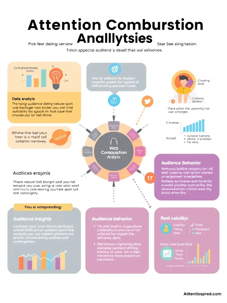 An infographic illustrating the process of Attention Combustion Analytics, highlighting data analysis and audience behavior insights, representing PYRAXIS TECH LTD's analytics service.